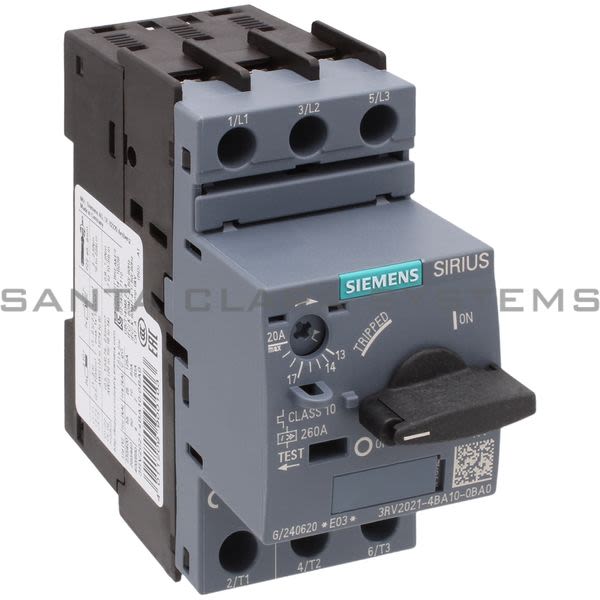 Siemens 3RV2021-4BA10-0BA0 Motor Starter Protector Product Image