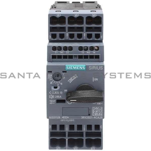 Siemens 3RV2021-4CA25 Motor Starter Protector | Sirius | 3RV2021-4CA25 Product Image