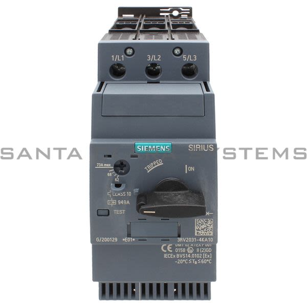 Siemens 3RV2031-4KA10 Motor Starter Protector | Sirius | 3RV2031-4KA10 Product Image