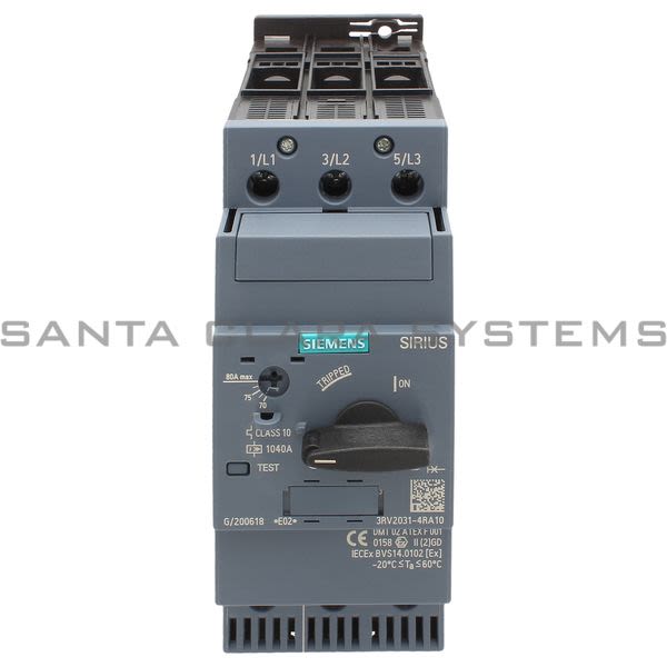 Siemens 3RV2031-4RA10 Motor Starter Protector | Sirius | 3RV2031-4RA10 Product Image
