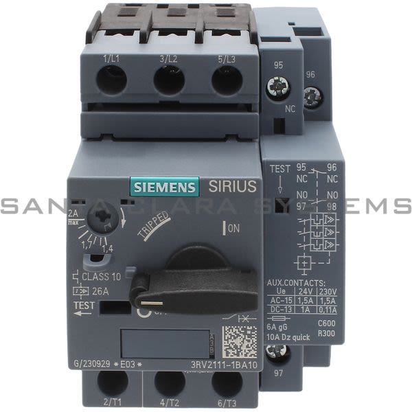 Siemens 3RV2111-1BA10 Motor Starter Protector Product Image