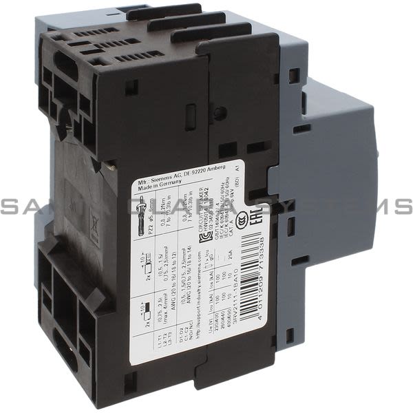 Siemens 3RV2111-1BA10 Motor Starter Protector Product Image