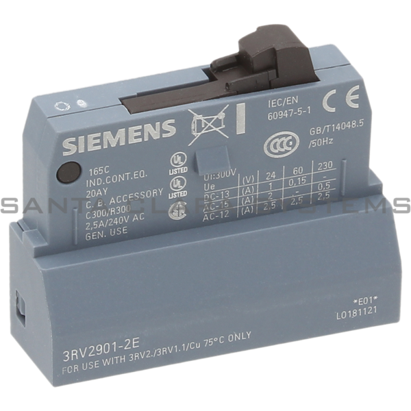 Siemens 3RV2901-2E Auxiliary Contact | 3RV2901-2E Product Image