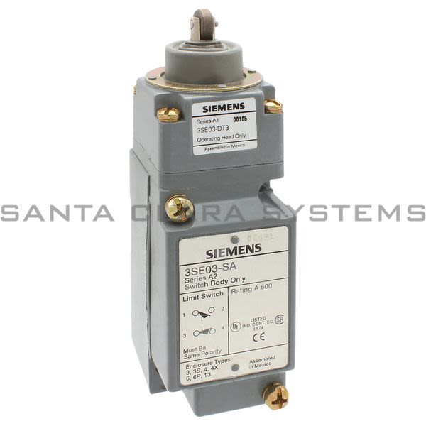 Siemens 3SE03-AT3 Limit Switch Composite Push Roller / Spring Return 1 No & 1 NC Product Image