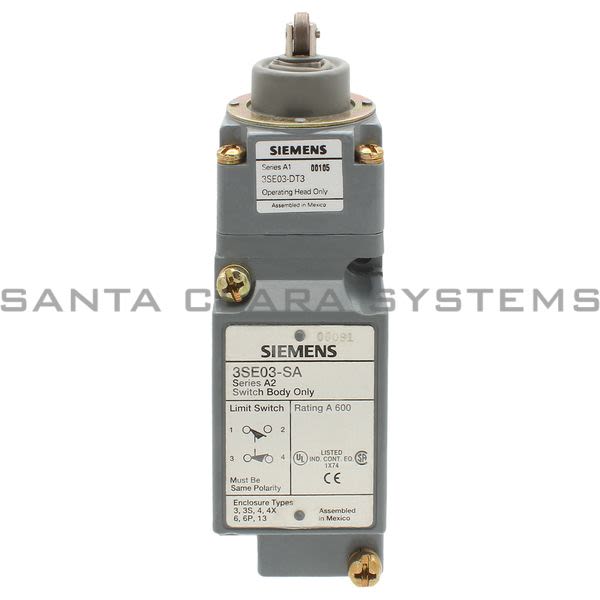 Siemens 3SE03-AT3 Limit Switch Composite Push Roller / Spring Return 1 No & 1 NC Product Image