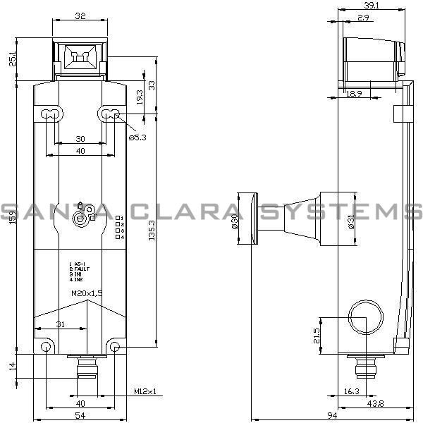 Siemens 3SF1324-1SG21-1BA4 Safety Switch Product Image