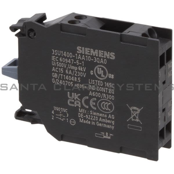 Siemens 3SU1400-1AA10-3QA0 Contact Block | 3SU1400-1AA10-3QA0 Product Image
