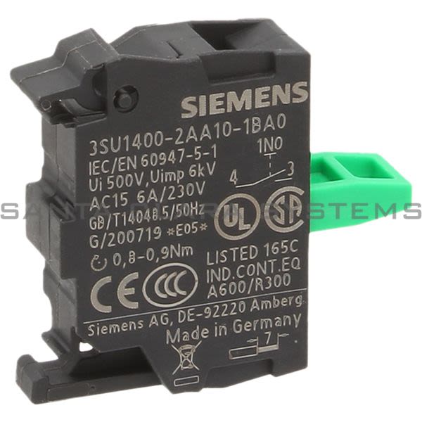 Siemens 3SU1400-2AA10-1BA0 Contact Block | 3SU1400-2AA10-1BA0 Product Image