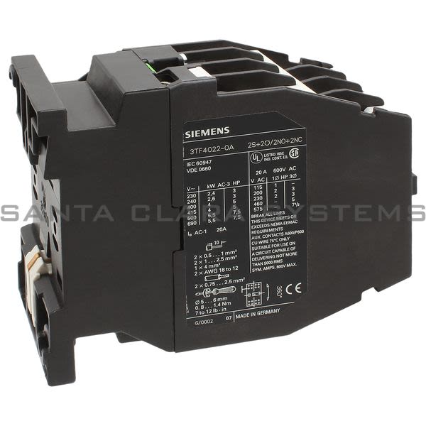 Siemens 3TF4022-0AC2 Contactor | 3TF4022-0AC2 Product Image