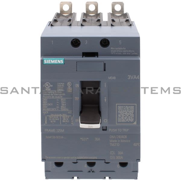 Siemens 3VA4130-5ED34-0AA0 Circuit Breaker Product Image