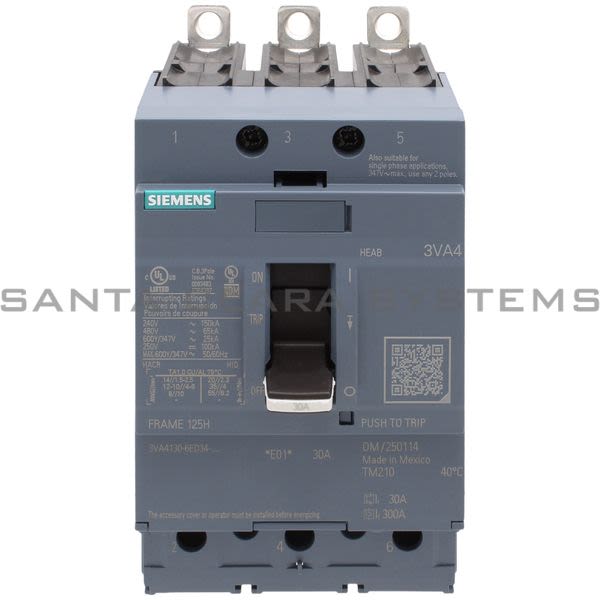 Siemens 3VA4130-6ED34-0AA0 Circuit Breaker Product Image