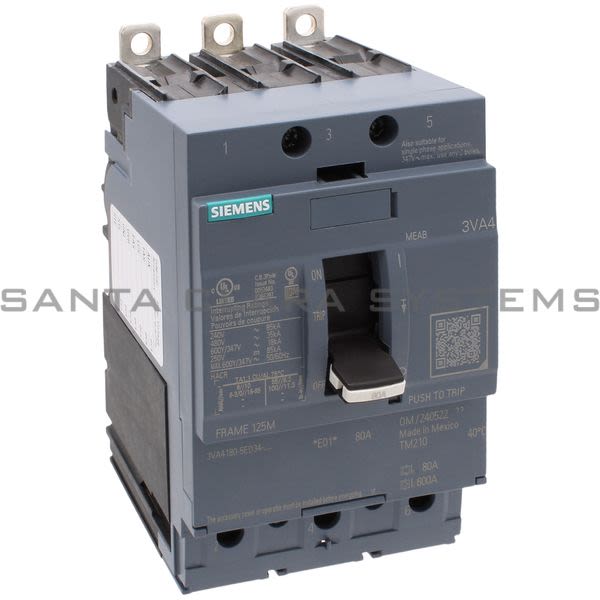 Siemens 3VA4180-5ED34-0AA0 Circuit Breaker Product Image