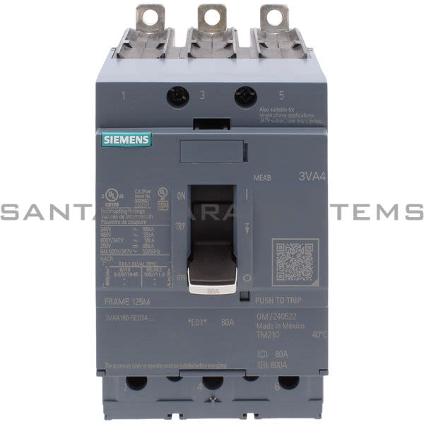 Siemens 3VA4180-5ED34-0AA0 Circuit Breaker Product Image
