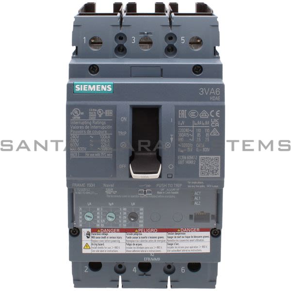 Siemens 3VA6110-6HL31-0AA0 Circuit Breaker Product Image
