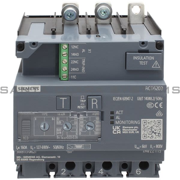 Siemens 3VA9113-0RL21 Residual Current Device | 3VA9113-0RL21 Product Image