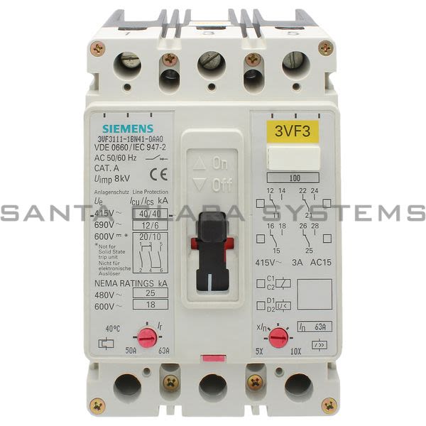 Siemens 3VF3111-1BN41-0AA0 Circuit Breaker Product Image