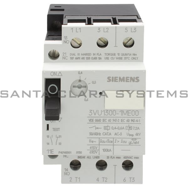 Siemens 3VU1300-1ME00 Starter Motor Protector | 3VU1300-1ME00 Product Image