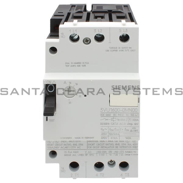 Siemens 3VU1600-0MN00 Motor Starter Product Image