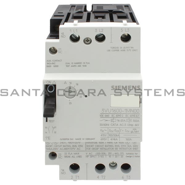 Siemens 3VU1600-1MN00 Motor Starter Protector | 3VU1600-1MN00 Product Image