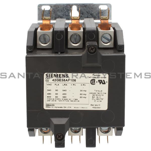 42GE35AF106 Siemens Definite Purpose Contactor Santa Clara Systems