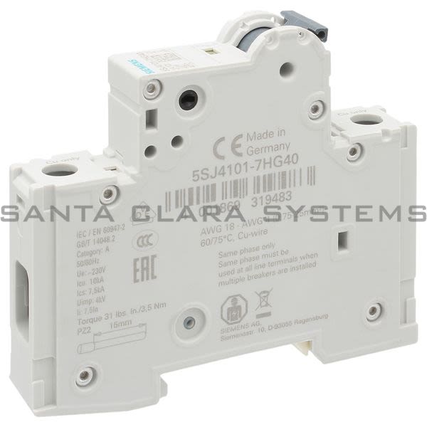 Siemens 5SJ4101-7HG40 Miniature Circuit Breaker | 5SJ4101-7HG40 Product Image