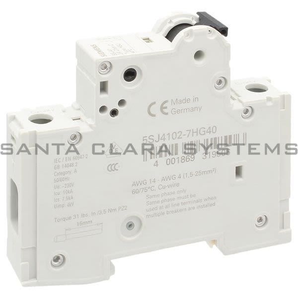 Siemens 5SJ4102-7HG40 Miniature Circuit Breaker | 5SJ4102-7HG40 Product Image
