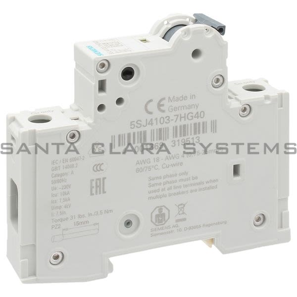 Siemens 5SJ4103-7HG40 Miniature Circuit Breaker | 5SJ4103-7HG40 Product Image