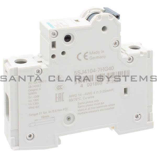 Siemens 5SJ4104-7HG40 Miniature Circuit Breaker | 5SJ4104-7HG40 Product Image