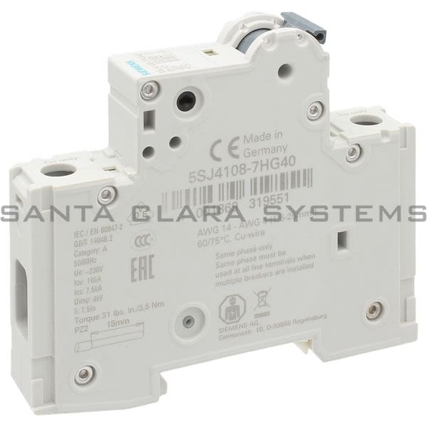Siemens 5SJ4108-7HG40 Miniature Circuit Breaker | 5SJ4108-7HG40 Product Image