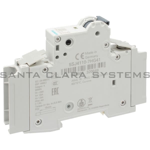 Siemens 5SJ4110-7HG41 Miniature Circuit Breaker | 5SJ4110-7HG41 Product Image