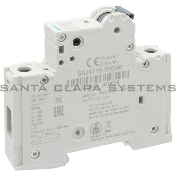 Siemens 5SJ4116-7HG40 Miniature Circuit Breaker | 5SJ4116-7HG40 Product Image