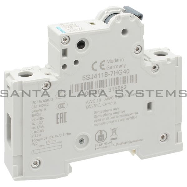Siemens 5SJ4118-7HG40 Miniature Circuit Breaker | 5SJ4118-7HG40 Product Image