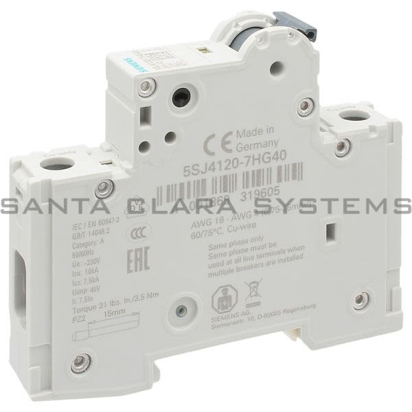 Siemens 5SJ4120-7HG40 Miniature Circuit Breaker | 5SJ4120-7HG40 Product Image