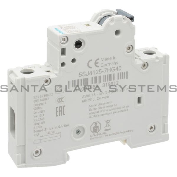 Siemens 5SJ4125-7HG40 Miniature Circuit Breaker | 5SJ4125-7HG40 Product Image