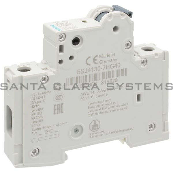 Siemens 5SJ4130-7HG40 Miniature Circuit Breaker | 5SJ4130-7HG40 Product Image