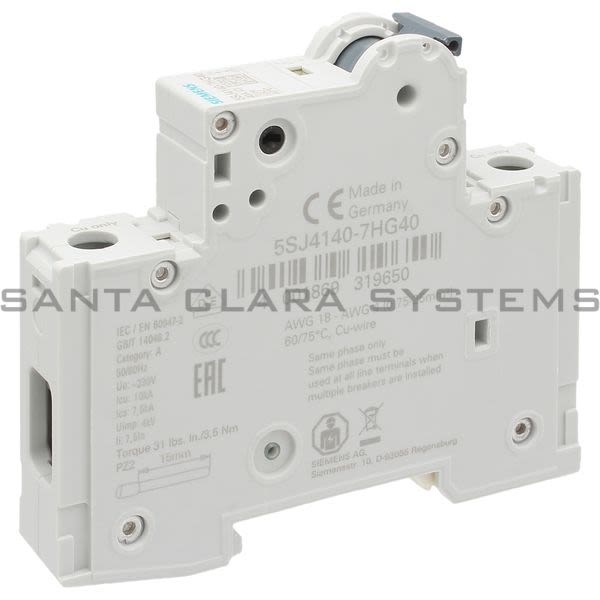 Siemens 5SJ4140-7HG40 Miniature Circuit Breaker | 5SJ4140-7HG40 Product Image