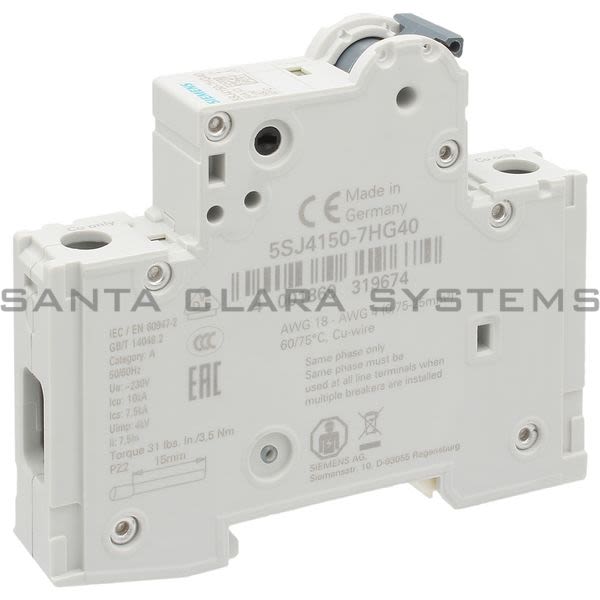 Siemens 5SJ4150-7HG40 Miniature Circuit Breaker | 5SJ4150-7HG40 Product Image