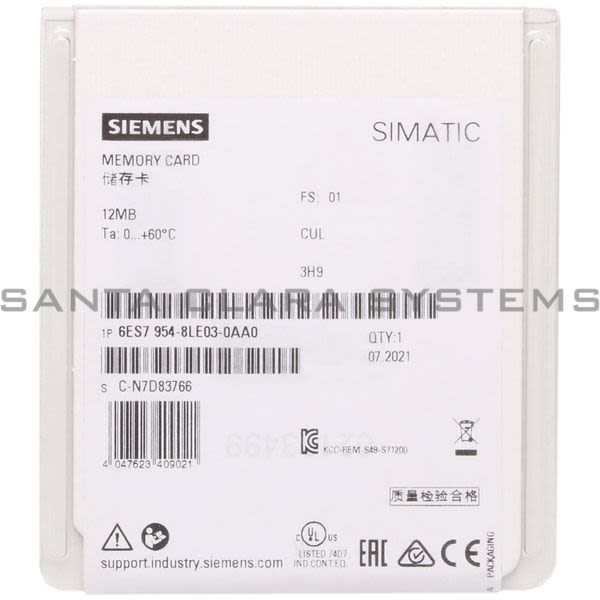 Siemens 6ES7954-8LE03-0AA0 Memory Card Product Image