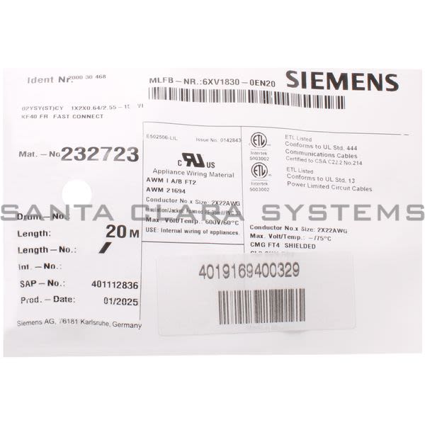 Siemens 6XV1830-0EN20 Cable Product Image