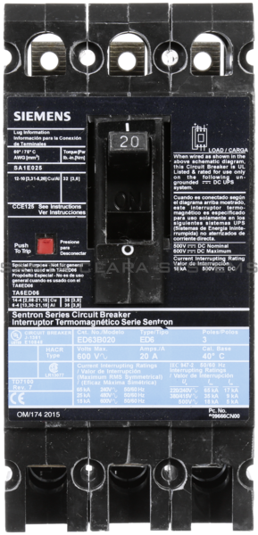 Siemens ED63B020 Circuit Breaker Product Image