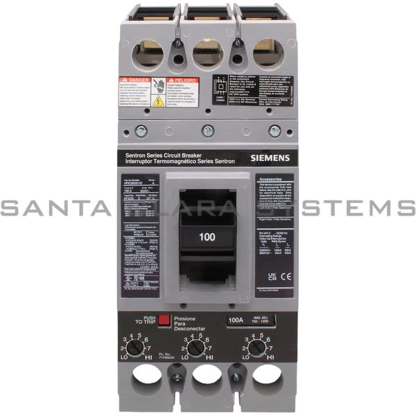 Siemens HFXD63B100 Circuit Breaker Product Image