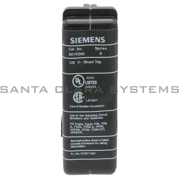 Siemens S01FD60 Shunt Trip Module Product Image