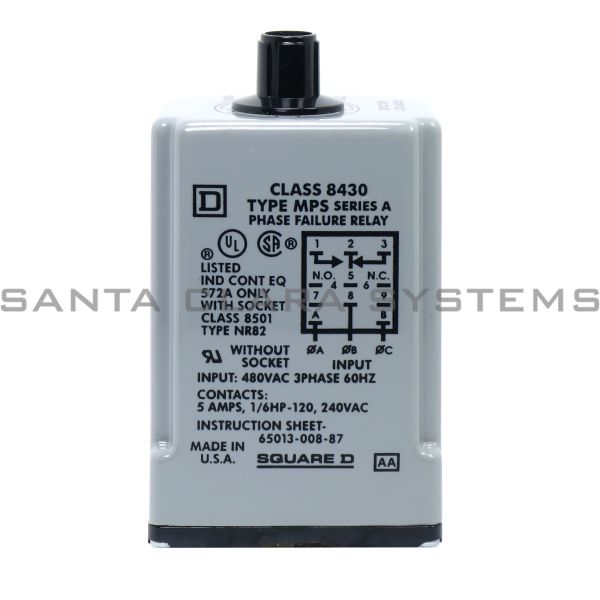 8430MPSV29 Square D Phase Failure / Undervoltage Relay Santa Clara