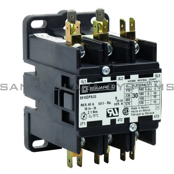 Square D 8910-DPA33V09 Contactor Definite Purpose 30amp 3Pole 208-240V Product Image