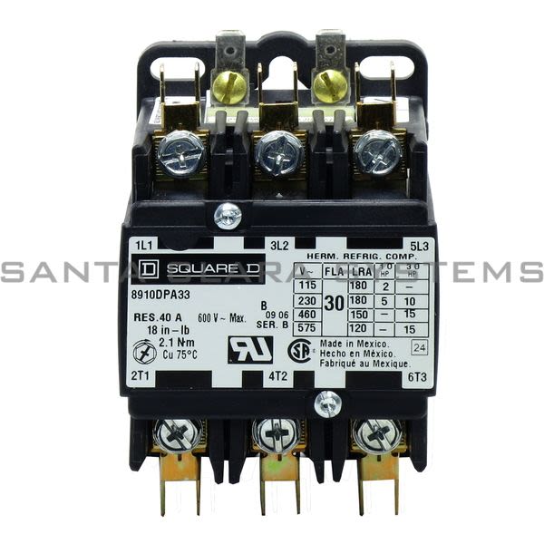 Square D 8910-DPA33V09 Contactor Definite Purpose 30amp 3Pole 208-240V Product Image