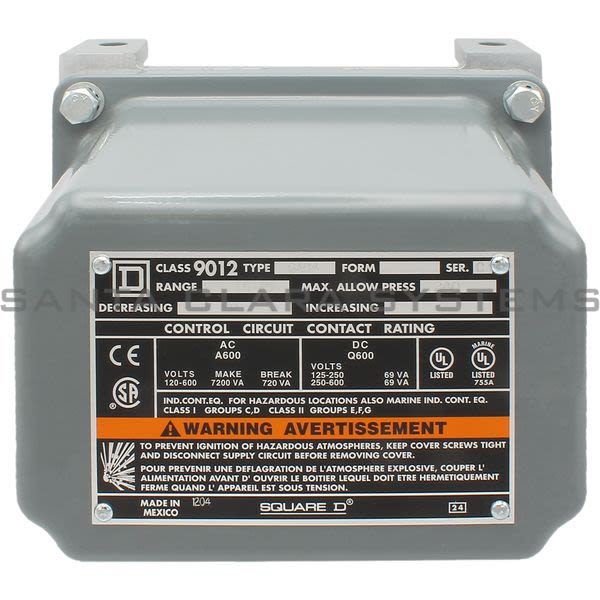 Square D 9012-GAR4 Pressure Switch Product Image