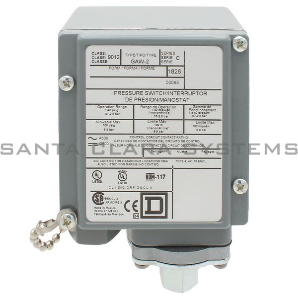 Square D 9012-GAW2 Pressure Switch Product Image