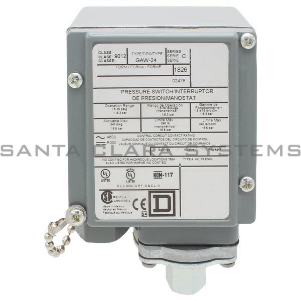 Square D 9012-GAW24 Pressure Switch Product Image