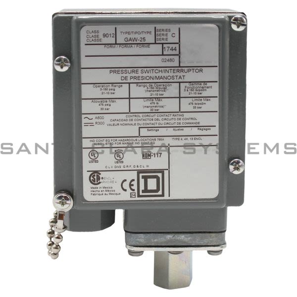 Square D 9012-GAW25 Pressure Switch Product Image