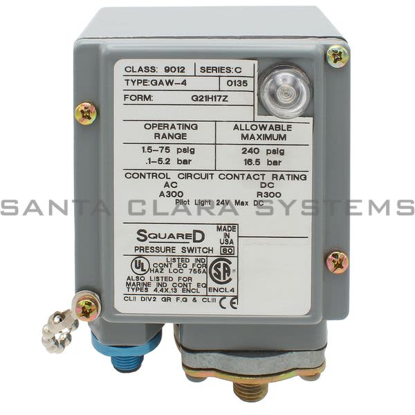 Square D 9012-GAW4-G21H17Z Pressure Switch Product Image